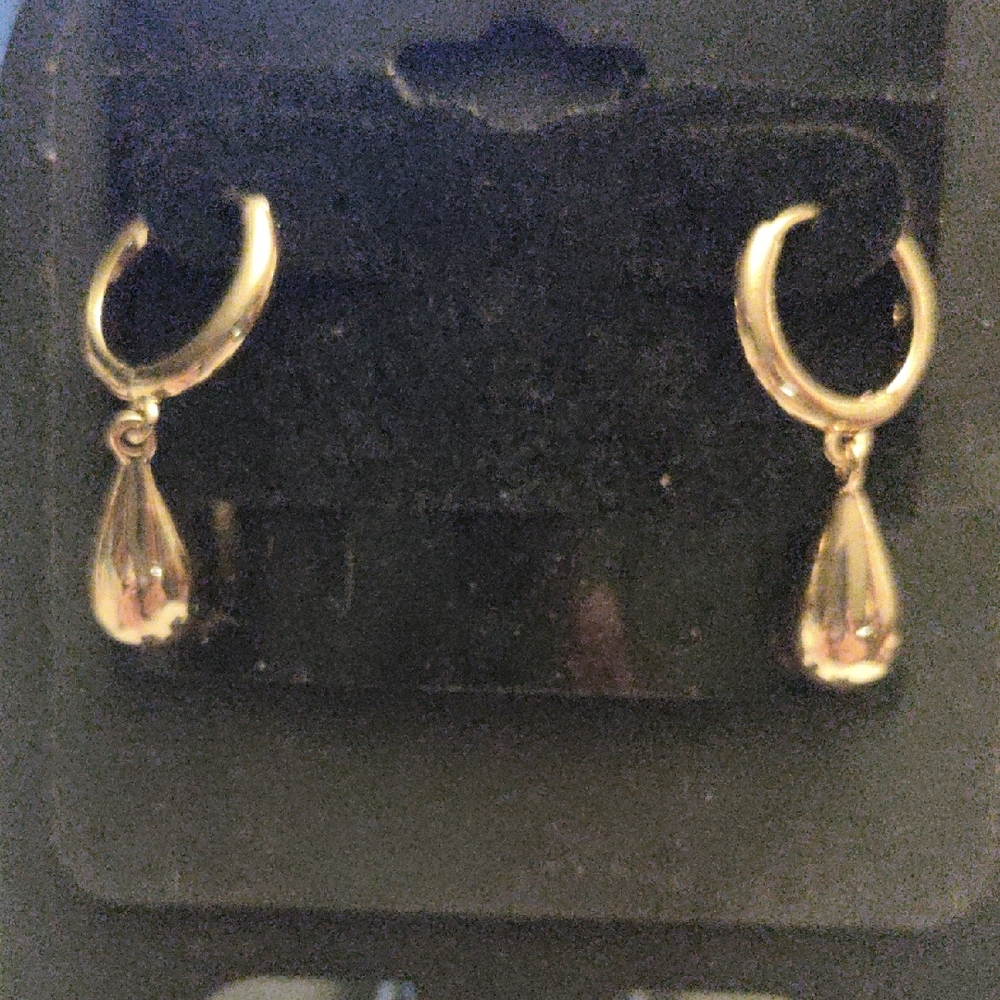 Classic Gold Plated Teardrop Hoop Earrings - Elegant Women's Jewelry